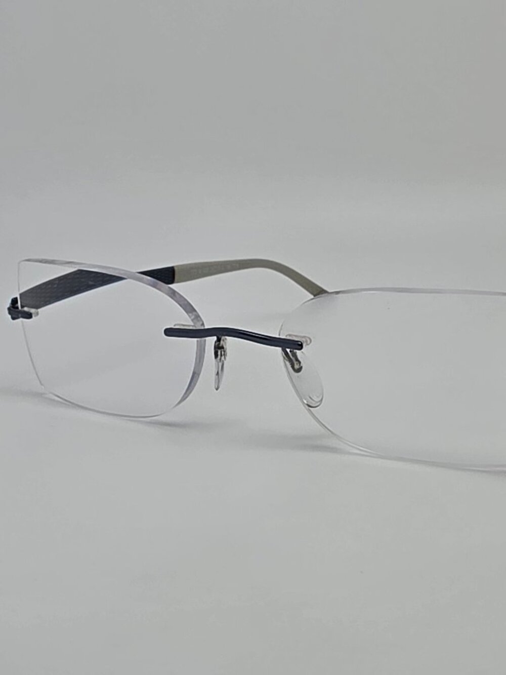 Silhouette 7773 40 6057 Blue Grey Waterdrops Titanium Rimless Eyeglasses Frame